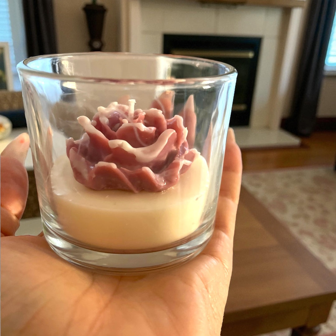 Candela Fiore Rosa - Bomboniera Artigianale