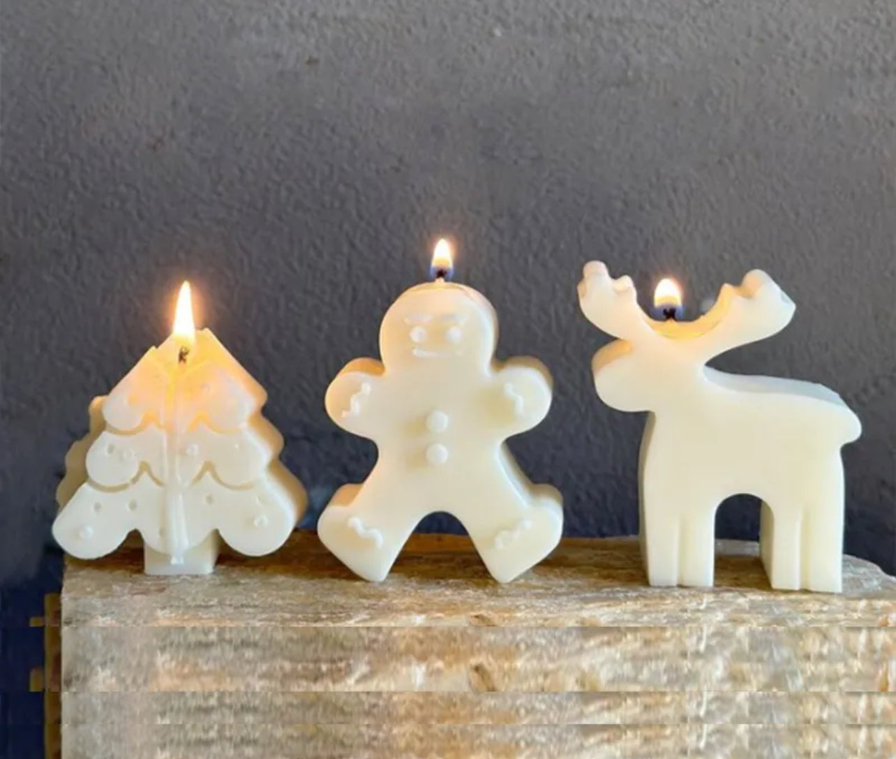 Set 3 Candele Natalizie Artigianali - Trio Christmas Joy