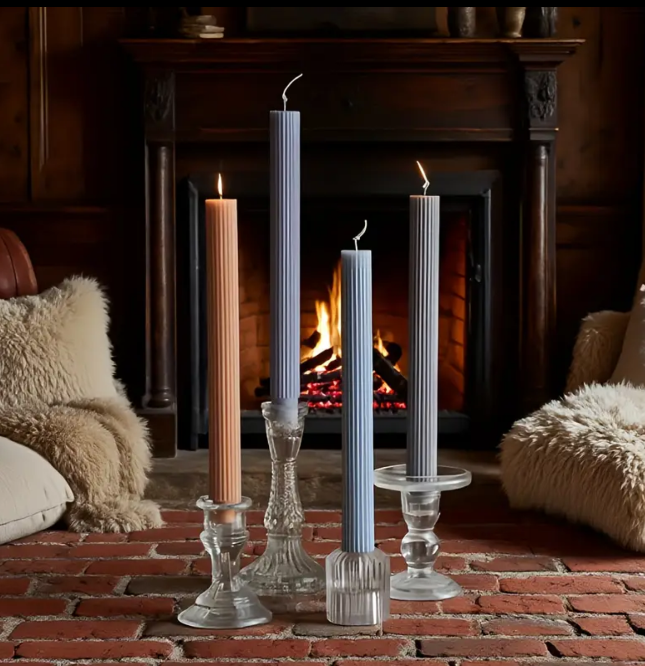 🕯️ Candela Zigrinata – Set da 3 pezzi 26 cm