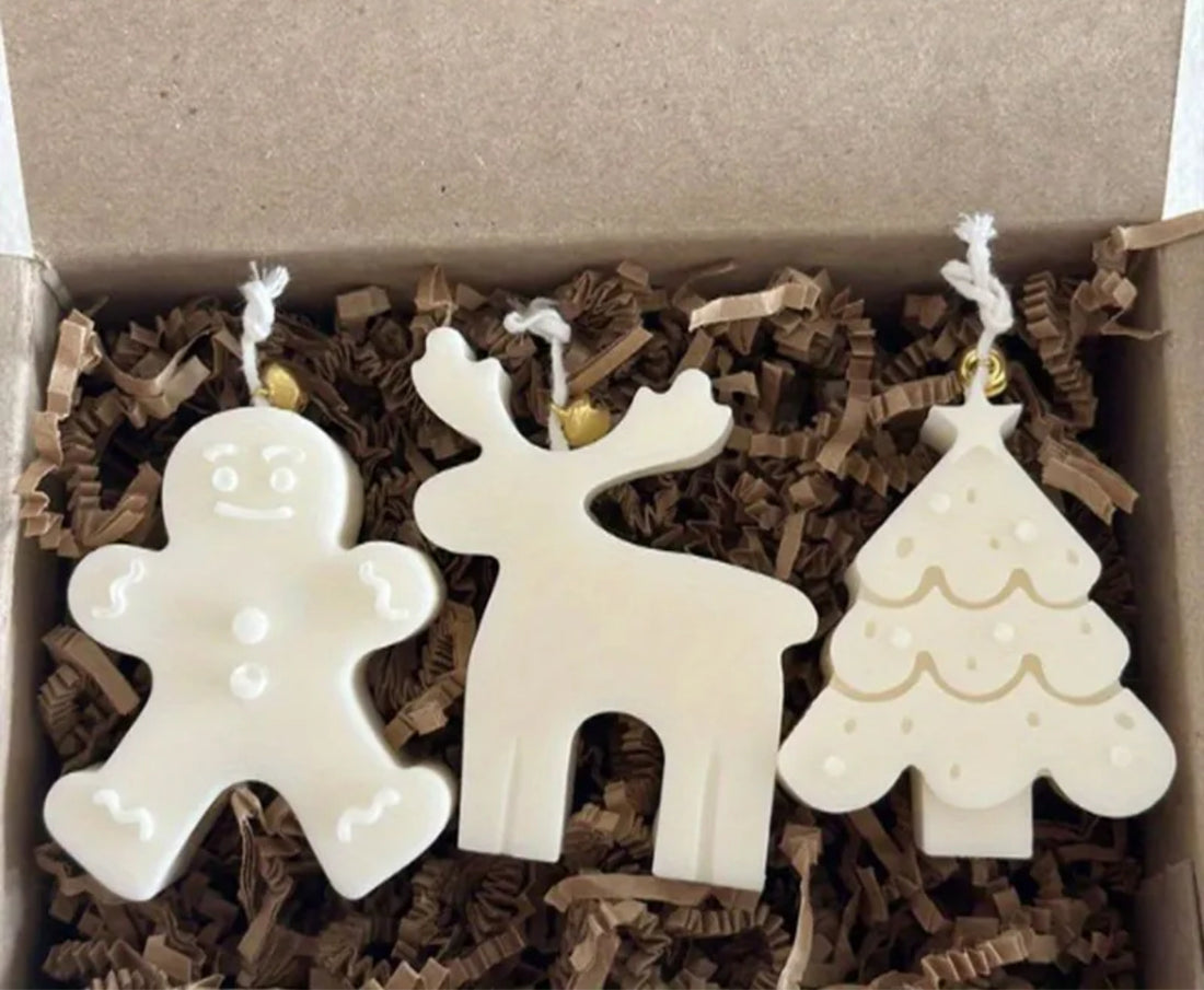 Set 3 Candele Natalizie Artigianali - Trio Christmas Joy