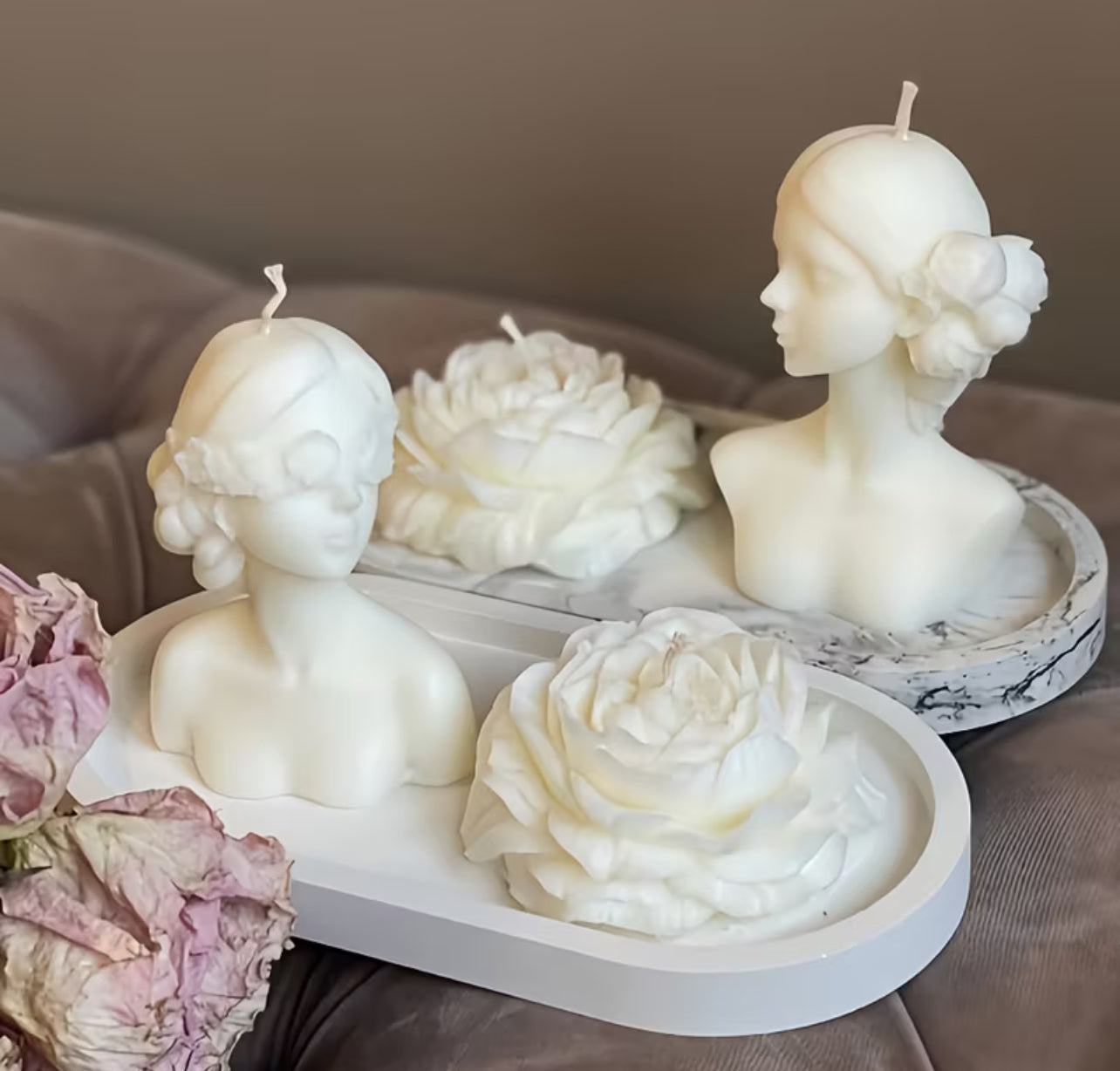 Candela Fiore Rosa - Bomboniera Artigianale