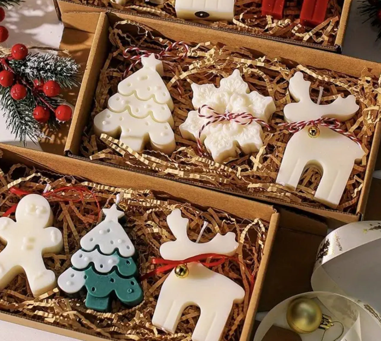 Set 3 Candele Natalizie Artigianali - Trio Christmas Joy