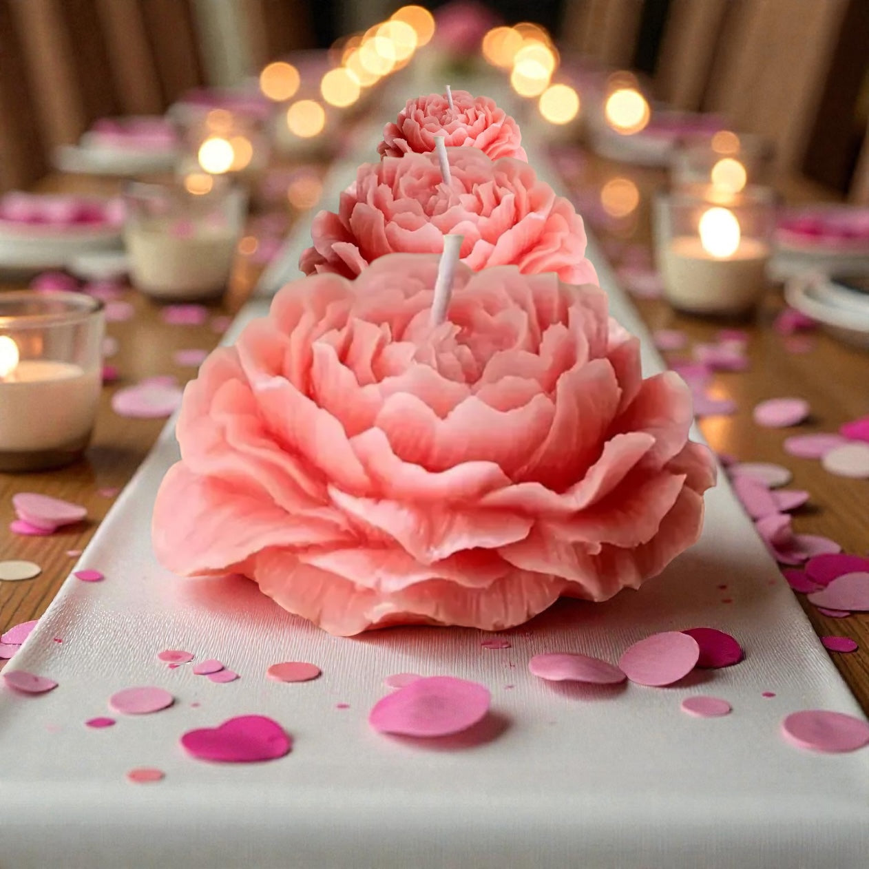 Candela Fiore Rosa - Bomboniera Artigianale