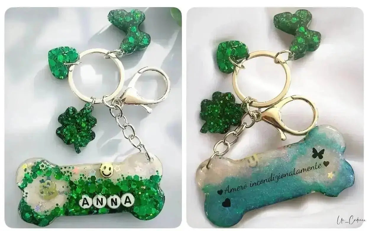 Portachiavi Personalizzato a Forma di Osso con dedica - Un_Cadeaux