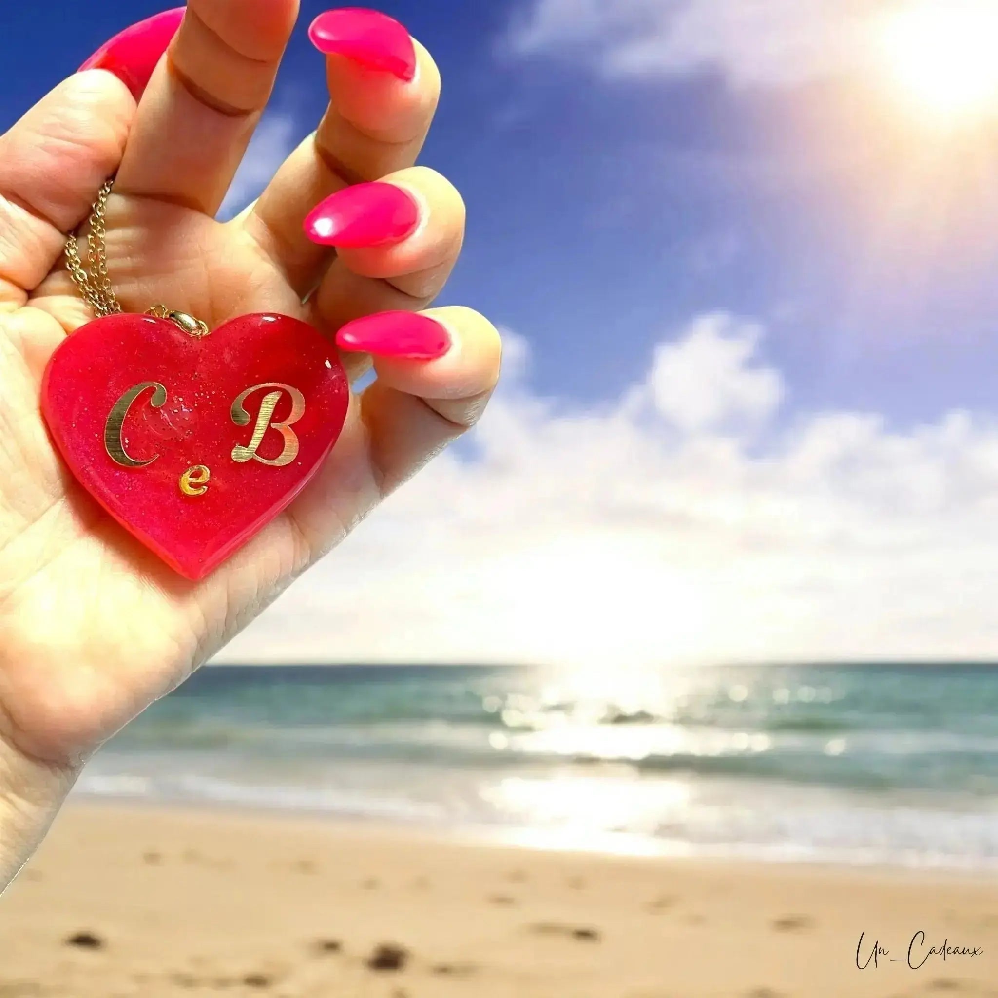 Ciondolo in Resina Cuore Rosso Personalizzabile❤️ - Un_Cadeaux
