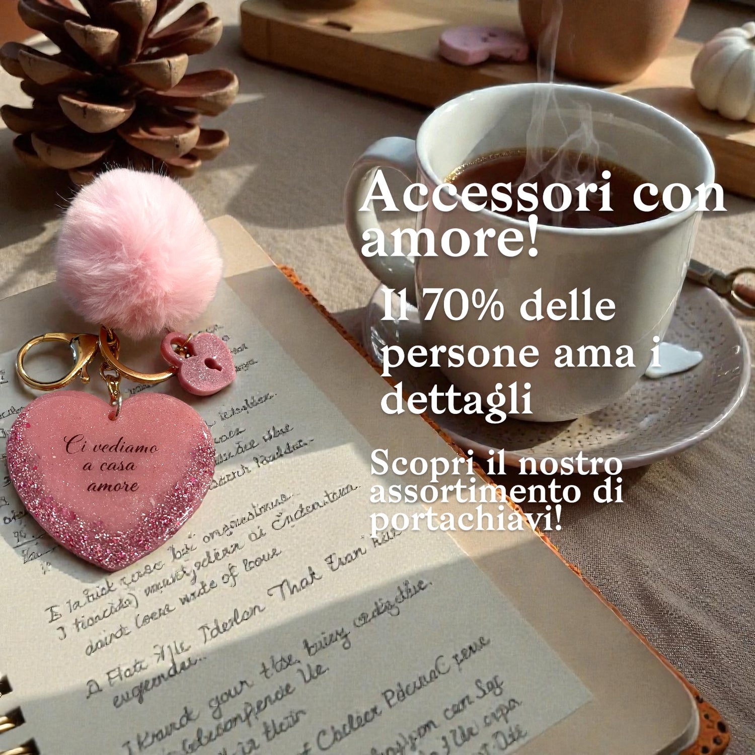 Portachiavi Cuore in Resina Personalizzato