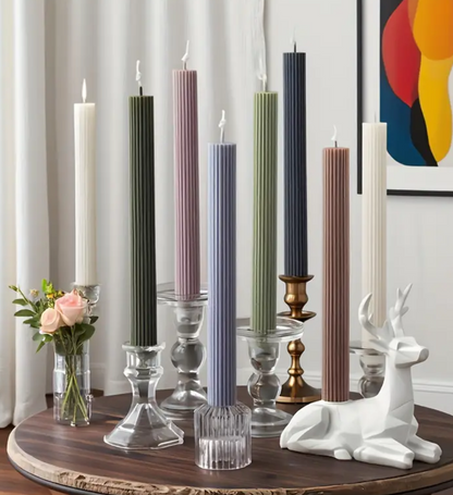 🕯️ Candela Zigrinata – Set da 3 pezzi 26 cm