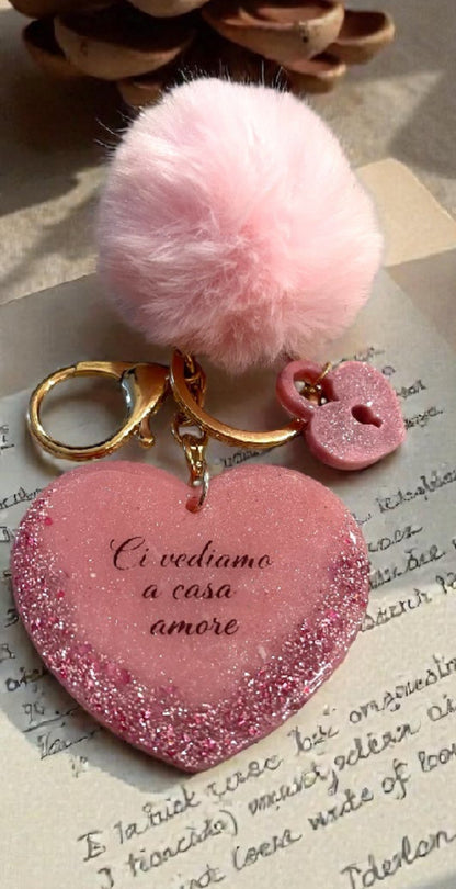 Portachiavi Cuore in Resina Personalizzato