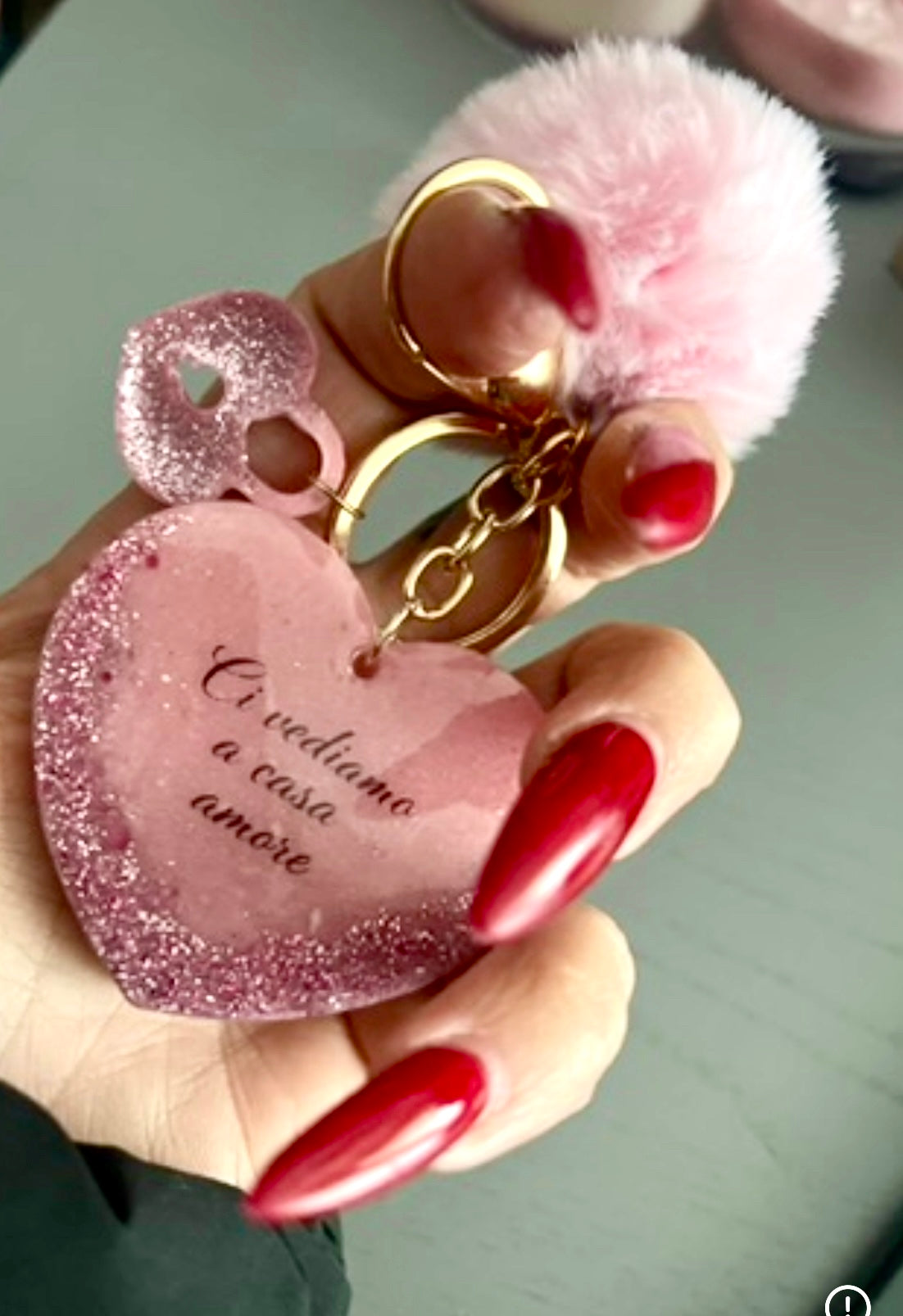 Portachiavi Cuore in Resina Personalizzato