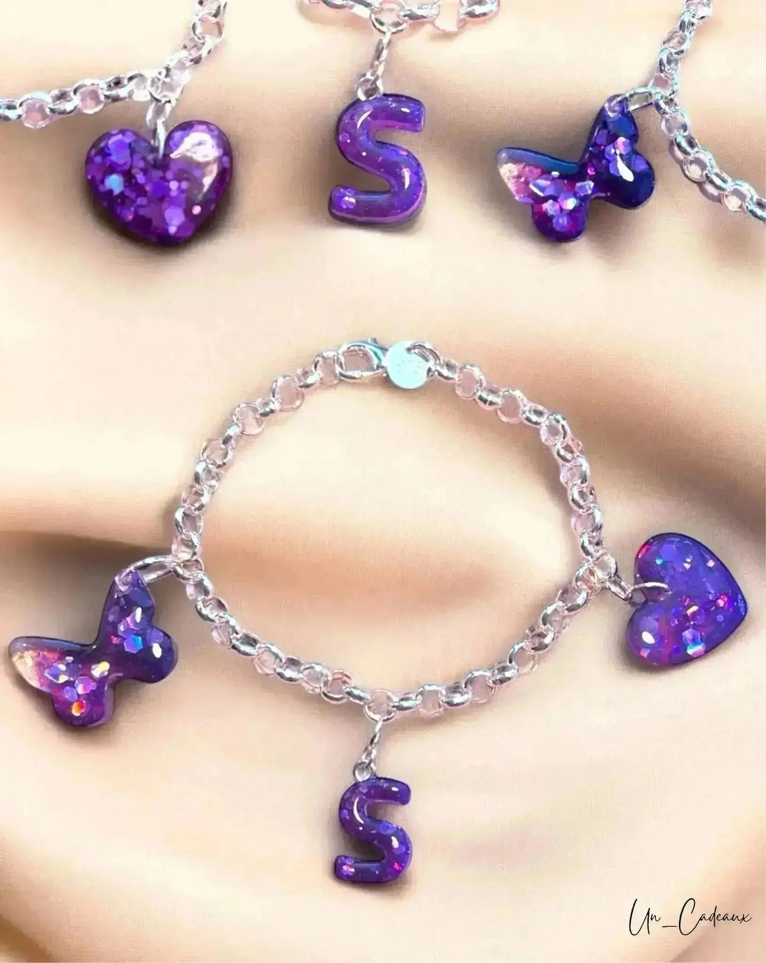 Bracciali in Argento con Ciondoli in Resina Fatti a Mano - Un_Cadeaux