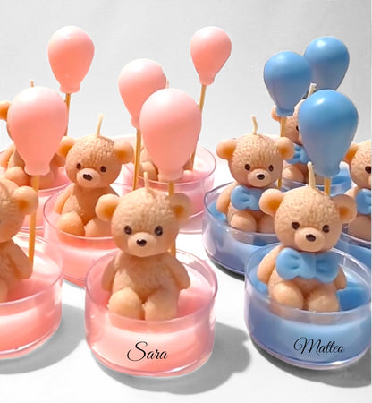 Candela con Orsacchiotto - Bomboniera Artigianale