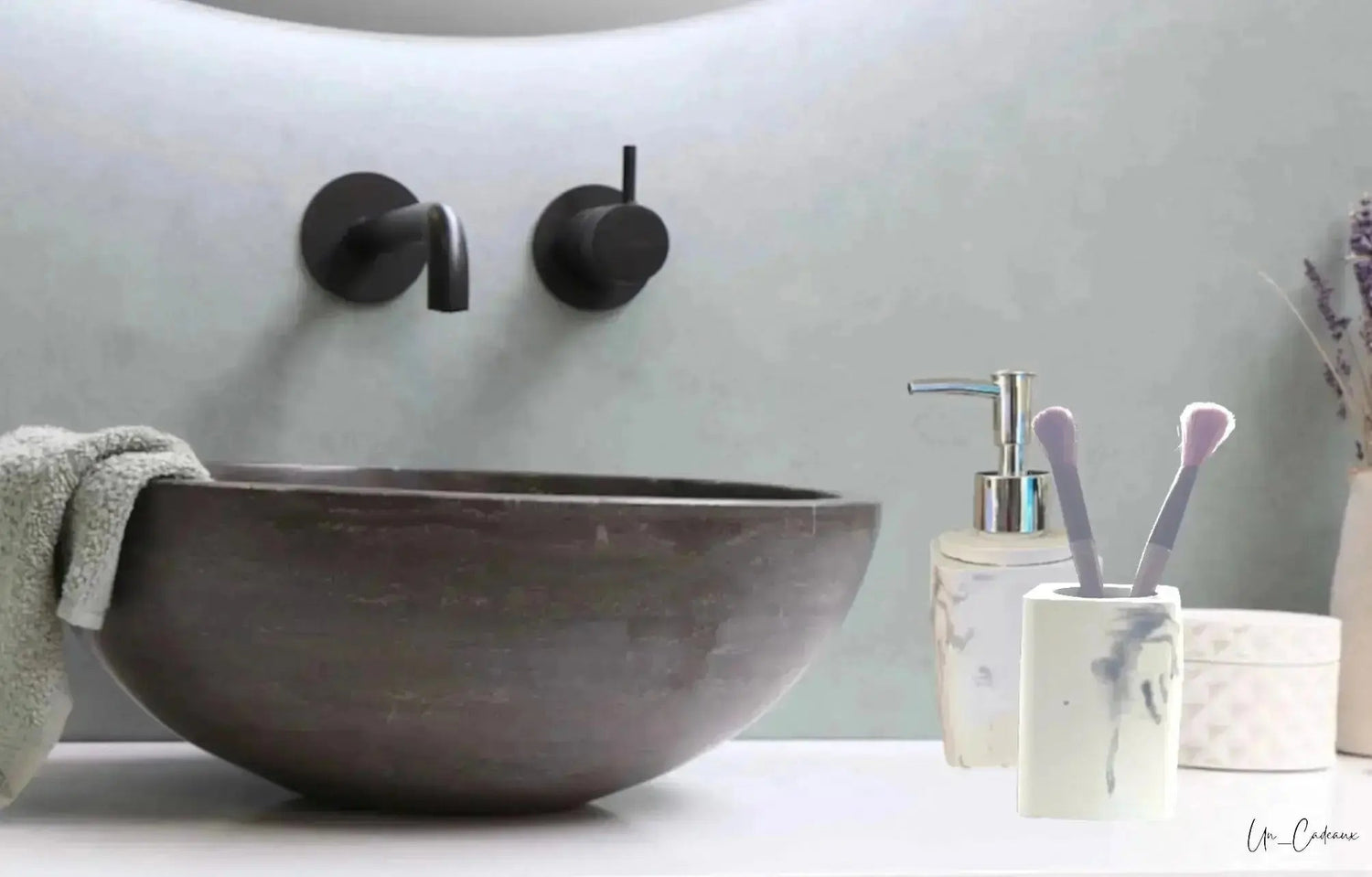 Set lavabo con dispencer e bicchiere - Un_Cadeaux